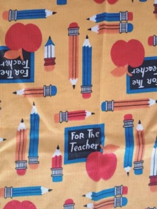teacher school apple fun fabric ribbed length piece 13 x 7 inch - Picture 1 of 2