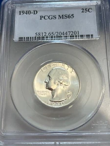 1940-D Washington Quarter PCGS MS65 Cert# 20447201 - Picture 1 of 4