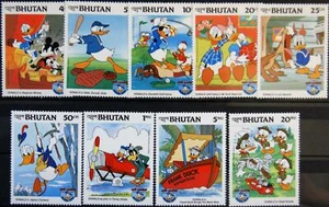 BHUTAN 1984 888-96 dibujos animados Disney Pato Donald 50th Ann MNH - Imagen 1 de 1