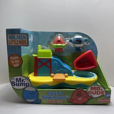 Fisher Price Mr. Men Little Miss Mr. Bump Rude Float N Sink Island 2009 juguete de baño Foto 1 de 4