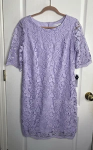 Sandra Darren Lined Lavander Floral Lace Short Sleeve Dress Size 10 NWT - Picture 1 of 12