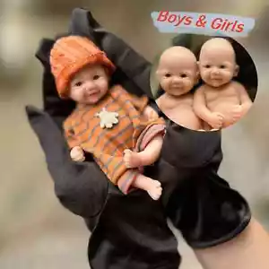 6 Zoll Mini Palme Reborn Puppe Jungen & Mädchen 3D bemalt Ganzkörper Silikon realistisch - Bild 1 von 24