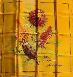 Australian 26"x26" Satin Acetate Souvenir Scarf "Australian Banksias" - Picture 1 of 7