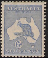 Stamp 1917 Australia 6d ultramarine die 1 Kangaroo 3rd watermark SG38 bend toned