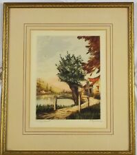 Original Hand Colored Etching On the Isere River (Melzicourt) by Stephan