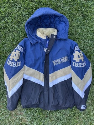 Vintage 90s Starter NCAA Notre Dame Fighting Irish Full Zip Jacket Large - Image 1 of 4