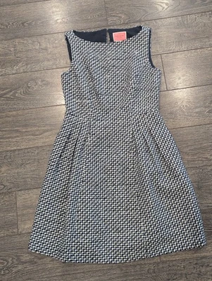 Vestido Kate Spade Tweed Náutico Azul y Blanco Talla 4 Ajuste y Acampanado Foto 1 de 4