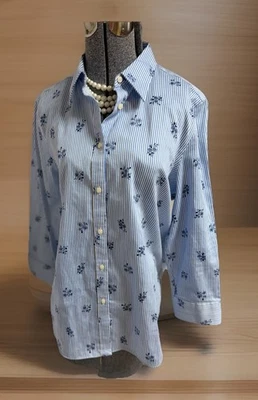 Top Chaps by Ralph Lauren Talla XL O 14 Sin Hierro Rayas Francesas Algodón Fácil Cuidado Foto 1 de 4