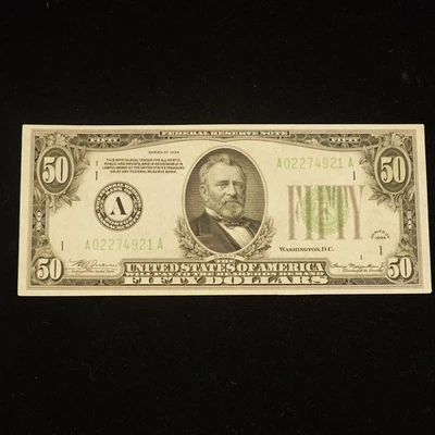 Series 1934 $50 Federal Reserve Note Fr 2102-A Light Seal- Free Shipping USA - Image 1 of 3