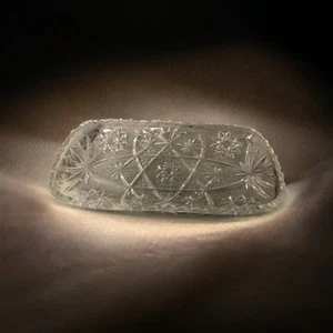 Vintage Anchor Hocking Prescut Glass Celery Dish Serving Platter 12 in Starburst - Picture 1 of 7
