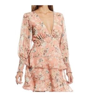 Keepsake the Label Revolve Smocked Play Back Tiered Hem Floral Dress lily Sz L - Picture 1 of 10