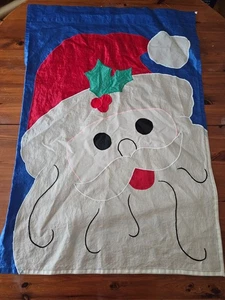 Large Santa Christmas Outdoor House Garden Embroidered Accent Flag 27" x 39" - Picture 1 of 1