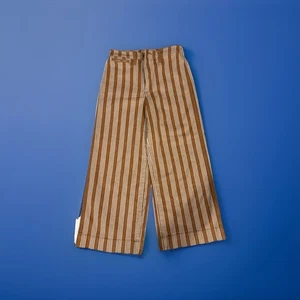 Madewell Hose Damen 25 braun weiß gestreift Emmett Crop weites Bein Stretch - Bild 1 von 6
