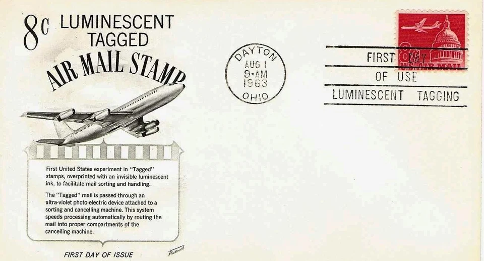 Jet Over Capitol Luminesscent Tagging #C-64a FDC Fleetwood Cachet M5088 - Image 1 of 1