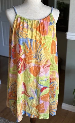 Vestido C&C California para mujer XL mezcla de lino vibrante floral bolsillo de playa Foto 1 de 4