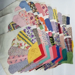 Lot 29 Vintage Großmütter Fächer Dresdner Platte Quilt Blöcke handgestückelt - Bild 1 von 17