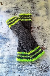 Warm & Soft Arm/Leg/Foot Warmers, 100% Wool/Alpaca, Gray, Green - Picture 1 of 1