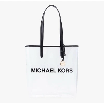 Michael Kors Jet Set Grande Vinilo Transparente Borde Negro Sellado Foto 1 de 4