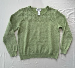 Suéter metálico Alfred Dunner para mujer verde claro y plateado talla mediana - Imagen 1 de 5