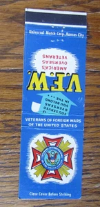 FRATERNAL V.F.W. POST 476 MATCHBOOK COVER: BALTIMORE, MARYLAND MATCHCOVER -A9 - Picture 1 of 3