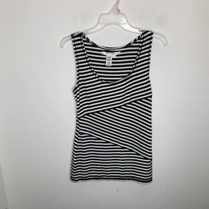 Max Studio Womens M White/Black Striped Sleeveless Top Blouse Shirt - Foto 1 di 5