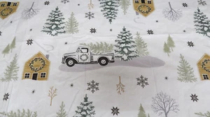 Vinyl Tischdecke Weihnachten Winter Wonder Lane weiß LKW Land Szene 52"x52" - Bild 1 von 11