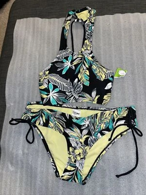 TRAJE DE BAÑO MOSSIMO 2 PIEZAS TALLA S NEGRO FLORAL Foto 1 de 4