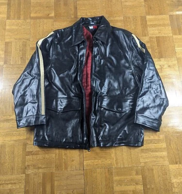 Chaqueta de carreras de cuero Tommy Hilfiger vintage  Foto 1 de 2
