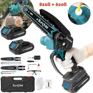 6+8 Zoll Kleine Akku-Elektrokettensäge Mini Einhandsäge Astsäge 21V Mit 2 Akku - Bild 1 von 8