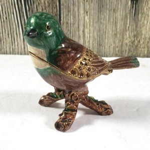 Jay Strongwater Miniature Bird Enamel Trinket Box Swarovski Unsigned READ - Picture 1 of 8