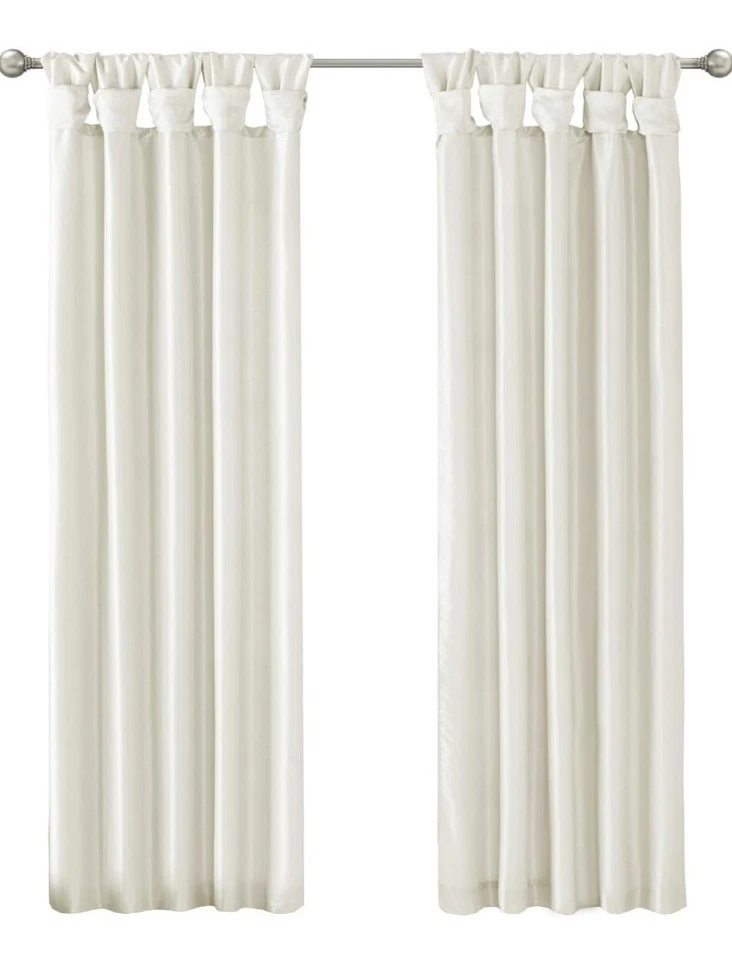 Madison Park Emilia 84-Inch Twist Tab Window Curtain Panel in White