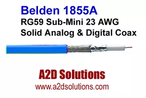 1000' Belden 1855A RG59 Sub-Mini 23 AWG solido analogico e digitale coassiale - BLU - Foto 1 di 1