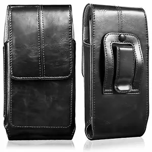 Genuine Leather Vertical Holster Belt Clip Case Pouch for iPhone 14/15 Plus Max - Picture 1 of 8