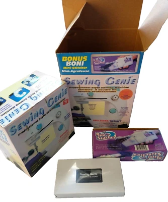 Sewing Genie 2003 Mini Sewing Machine Plus Bonus Mini Stitcher And Video Tape - Image 1 of 4