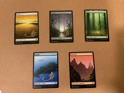 MTG Magic Basic Land Set 1 of Each Signed Artist Proof Double Masters John Avon - Image 1 of 2