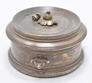 Antique Brass Ink Well Pot Original Old Hand Crafted Engraved - Picture 1 of 5