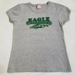 Girls LAT Top Size S T-Shirt Gray Green Eagles Cheerleader Round Neck S/S - Picture 1 of 6