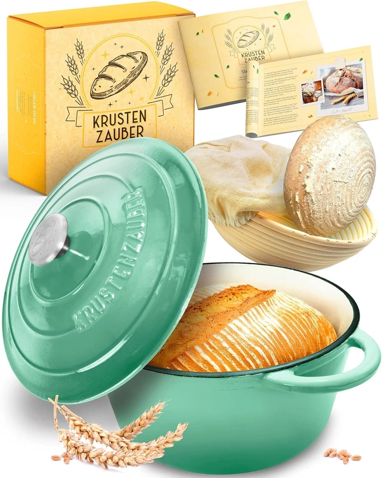 KRUSTENZAUBER 26cm Gusseisen Brottopf mit Gärkorb zum Backen - Bild 1 von 1