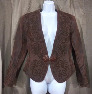 VTG DOUBLE D RANCH RUSTIC SZ XS WESTERN JACKET COWHIDE - Picture 1 of 11