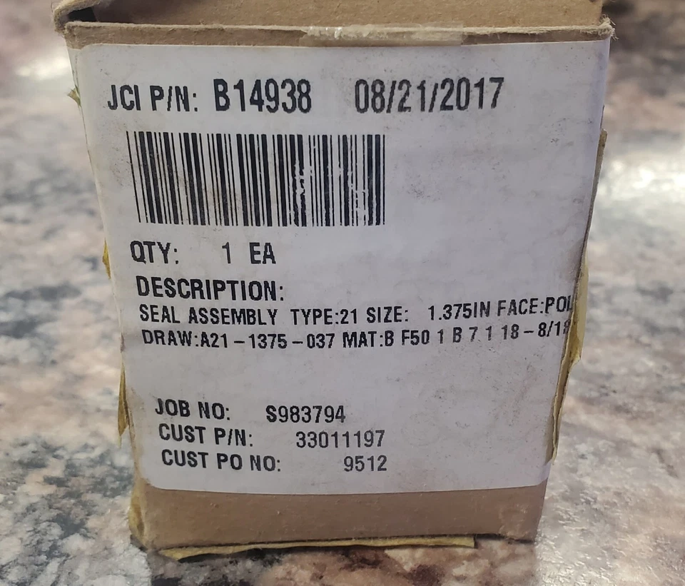 *НОВЫЙ* JOHN CRANE ТИП 21 УПЛОТНИТЕЛЬНЫЙ УЗЕЛ 1,375 ДЮЙМА ПОЛИРОВКА ЛИЦА MR УПЛОТНИТЕЛЬНОЕ КОЛЬЦО B14938 - Изображение 1 из 1