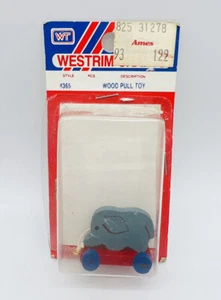 Vintage Westrim Miniature Wood Pull Toy Elephant Craft Dollhouse #4365 - Imagen 1 de 3