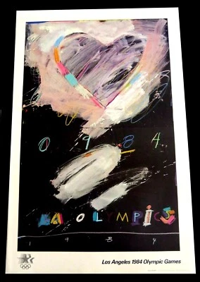 Póster Olímpico Raymond Saunders 1984 Los Ángeles 24" x 36" ORIGINAL "CORAZÓN" Foto 1 de 4