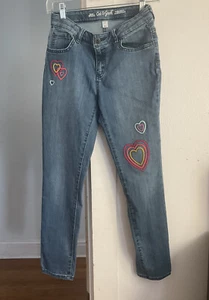 Cat And Jack - Skinny-Super Stretch- Girls Size 14 Embroidery Colorful Hearts - Picture 1 of 13