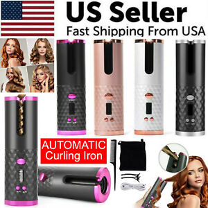 Hair Curler LCD Cordless Auto Rotating Waver Curling Iron Ceramic Wireless USA