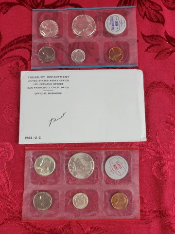 US Mint Set: Philadelphia & Denver (1964) all OGP, Tokens, Lots of Luster Cover