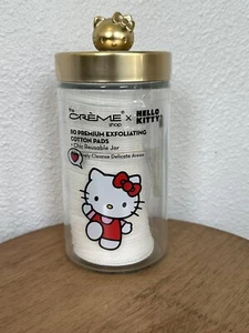 Hello Kitty Makeup Cosmetics Exfoliating Cotton Pad Pads Jar NEW  The Creme Shop - Picture 1 of 5