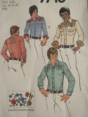 VTG 80 SIMPLICITY 9746 Boys & Mens Shirts w Embroidery Transfer PATTERN 42-44C - Image 1 of 3