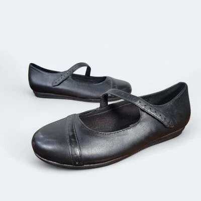 Abeo Fern Mary Jane Flats Black Leather Women's Size 7 Comfy Classic Academia - Image 1 of 4