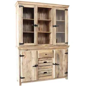 Schrank STONE 150cm Buffet massiv Mangoholz Design Vitrine rustikal Vintage - Bild 1 von 11