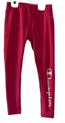 Champion Athletic Pants Leggings Girls Size 6/7 Pink Silver Logo/Writing GOOD - Image 1 of 4